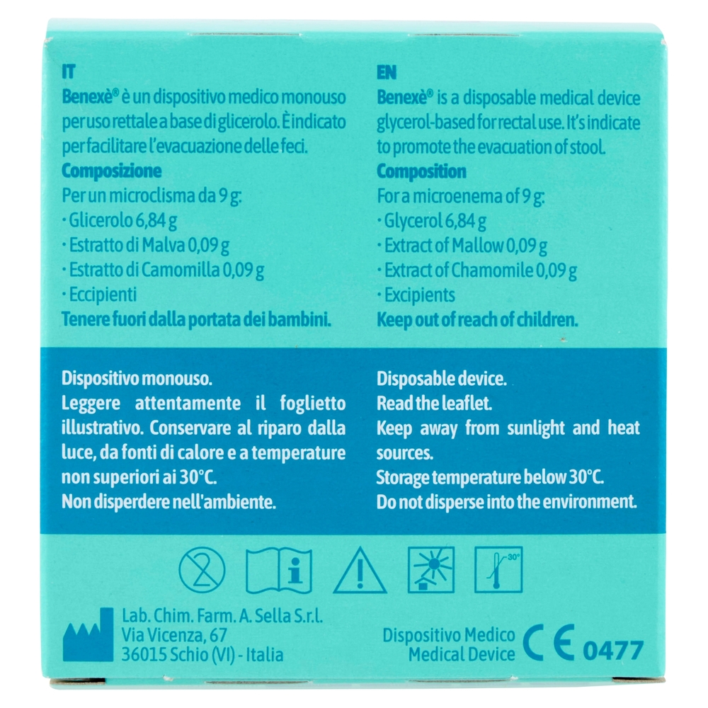 Benexè Intestino Microclismi con Glicerolo, Malva e Camomilla Adulti 6 x 9 g